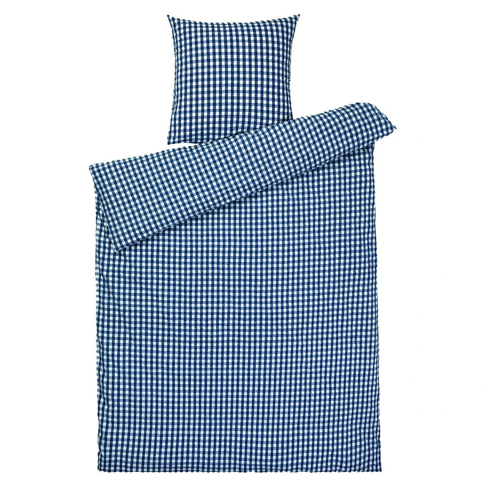 Juna Bæk & Bølge Dekbedovertrekset 220x220 + 50x60 Cm, Donkerblauw / Wit 3 Juna Bæk & Bølge Dekbedovertrekset 220x220 + 50x60 Cm, Donkerblauw / Wit