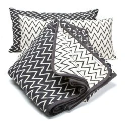 Zigzag Beddensprei 260 X 260 Cm, Zwart/Wit -Beddengoed Korting rskov zigzag bedspread black white 6