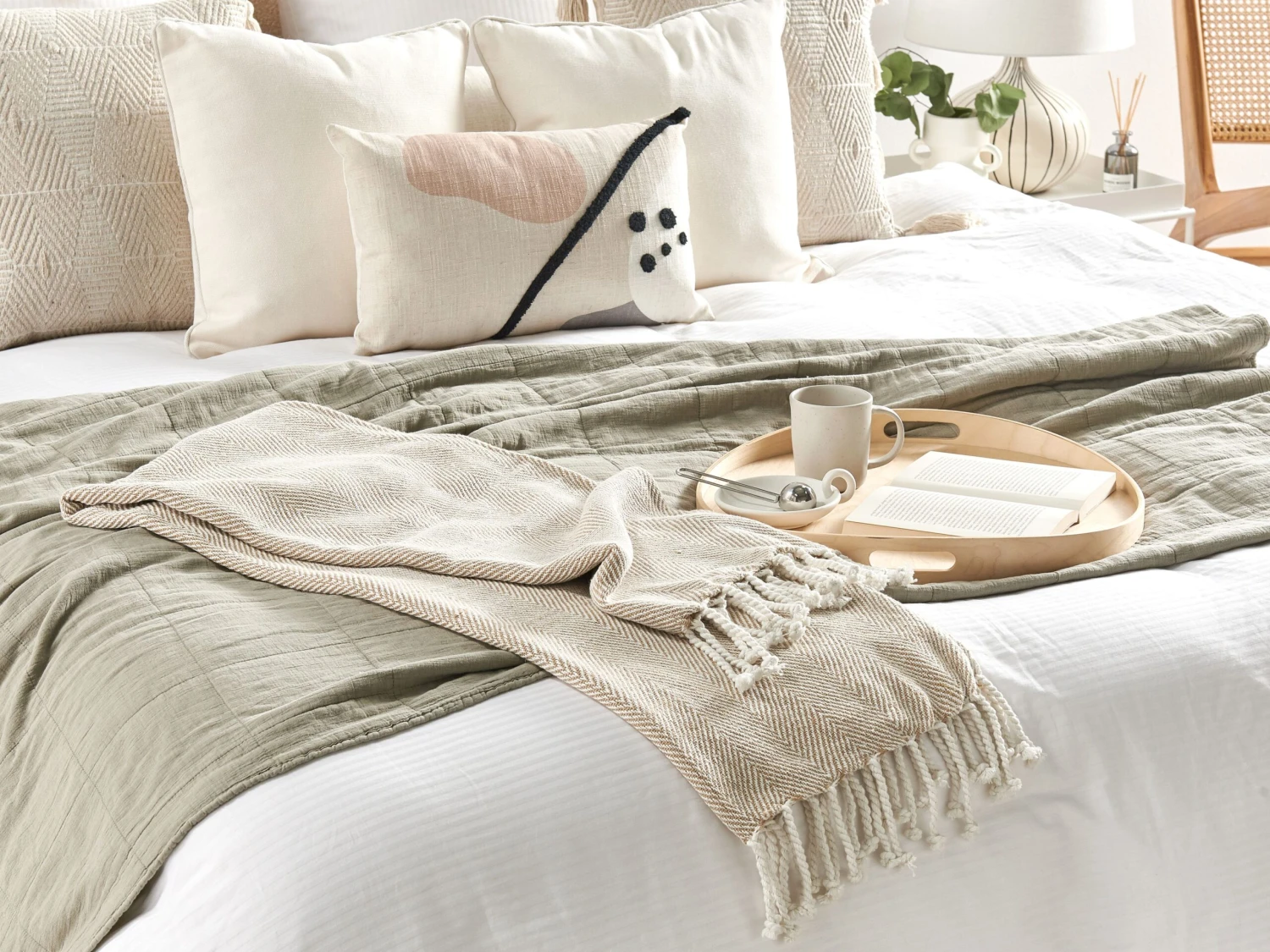 Plaid Katoen Beige 130 X 160 Cm TILMI 4 Plaid Katoen Beige 130 X 160 Cm TILMI - Afbeelding 2