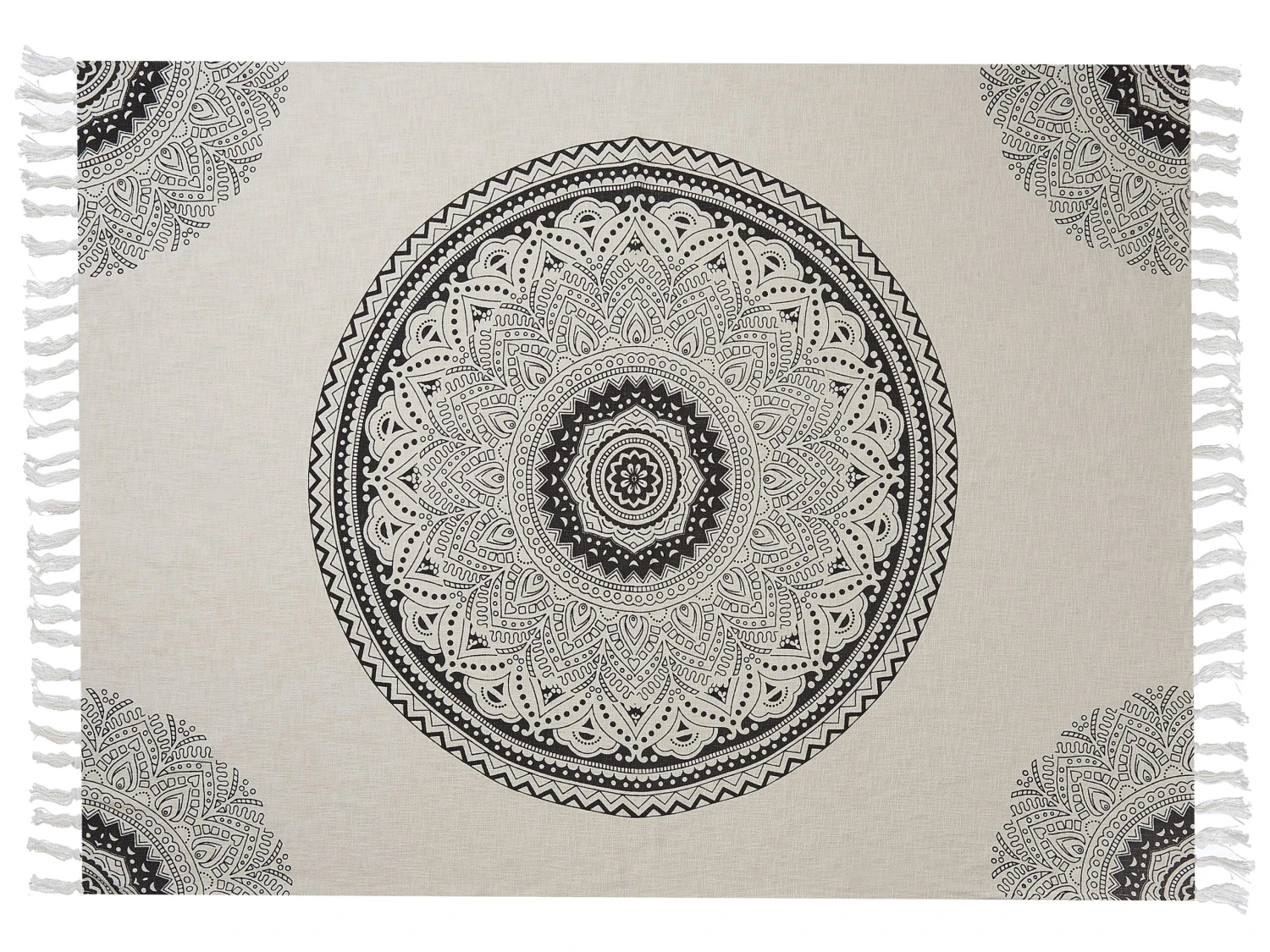 Katoenen Deken 130 X 180 Cm Beige En Zwart BERHAMPORE - Afbeelding 3