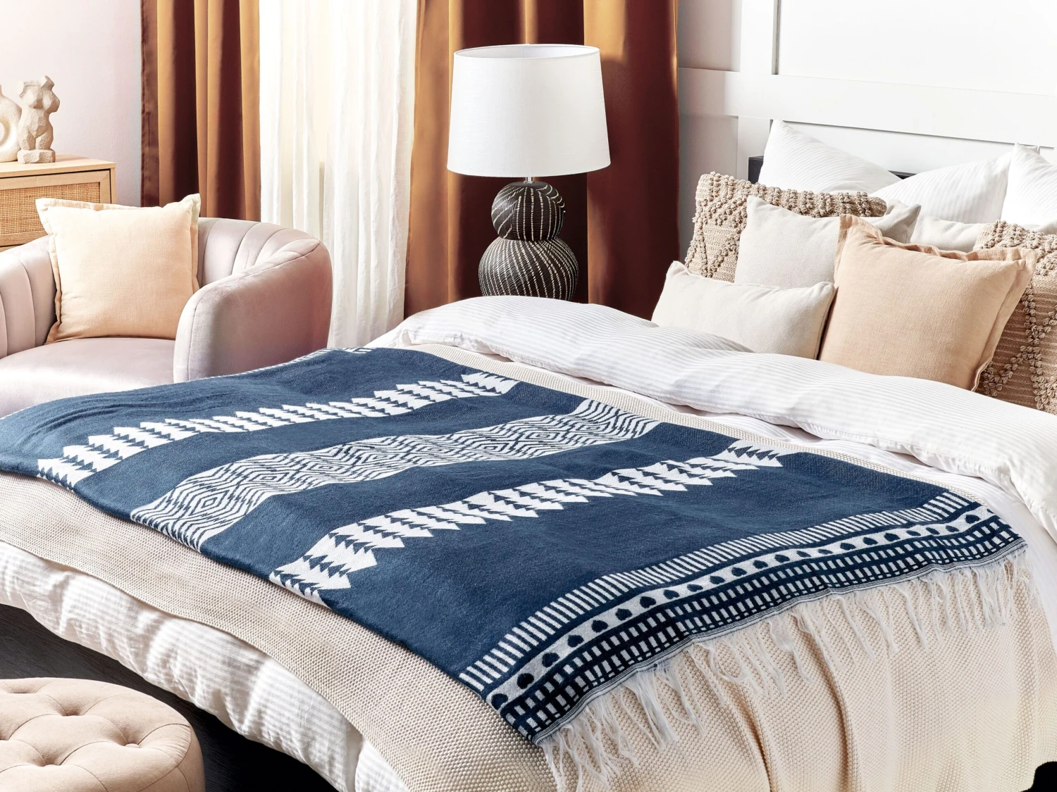 Deken Groenblauw 130 X 170 Cm TARLAY - Afbeelding 2