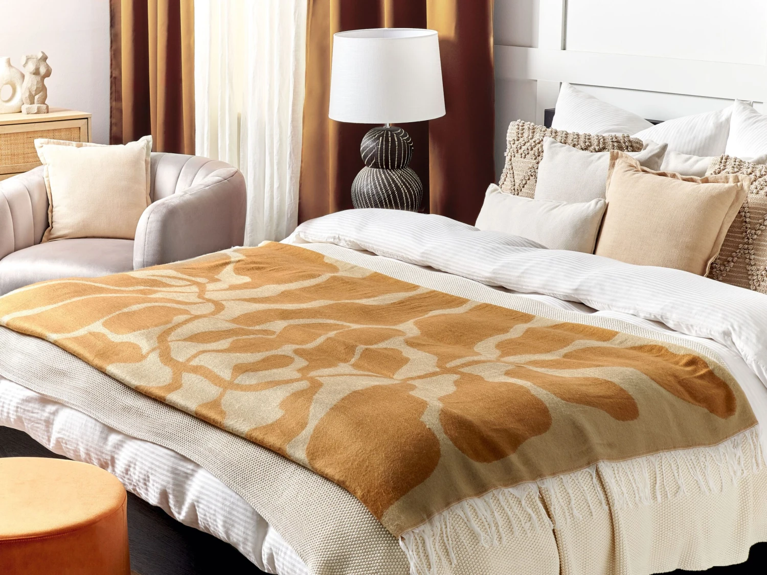 Deken 130 X 170 Cm Beige/oranje BANGRE - Afbeelding 2