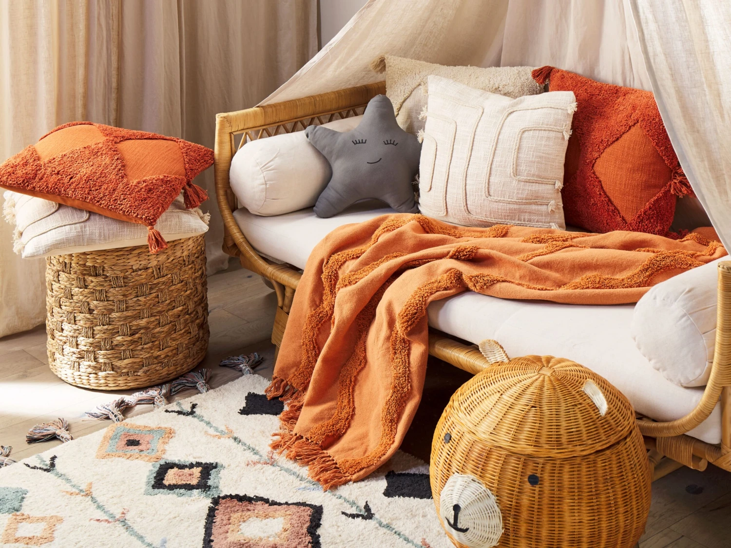 Deken 125 X 150 Cm Oranje KHARI 4 Deken 125 X 150 Cm Oranje KHARI - Afbeelding 2