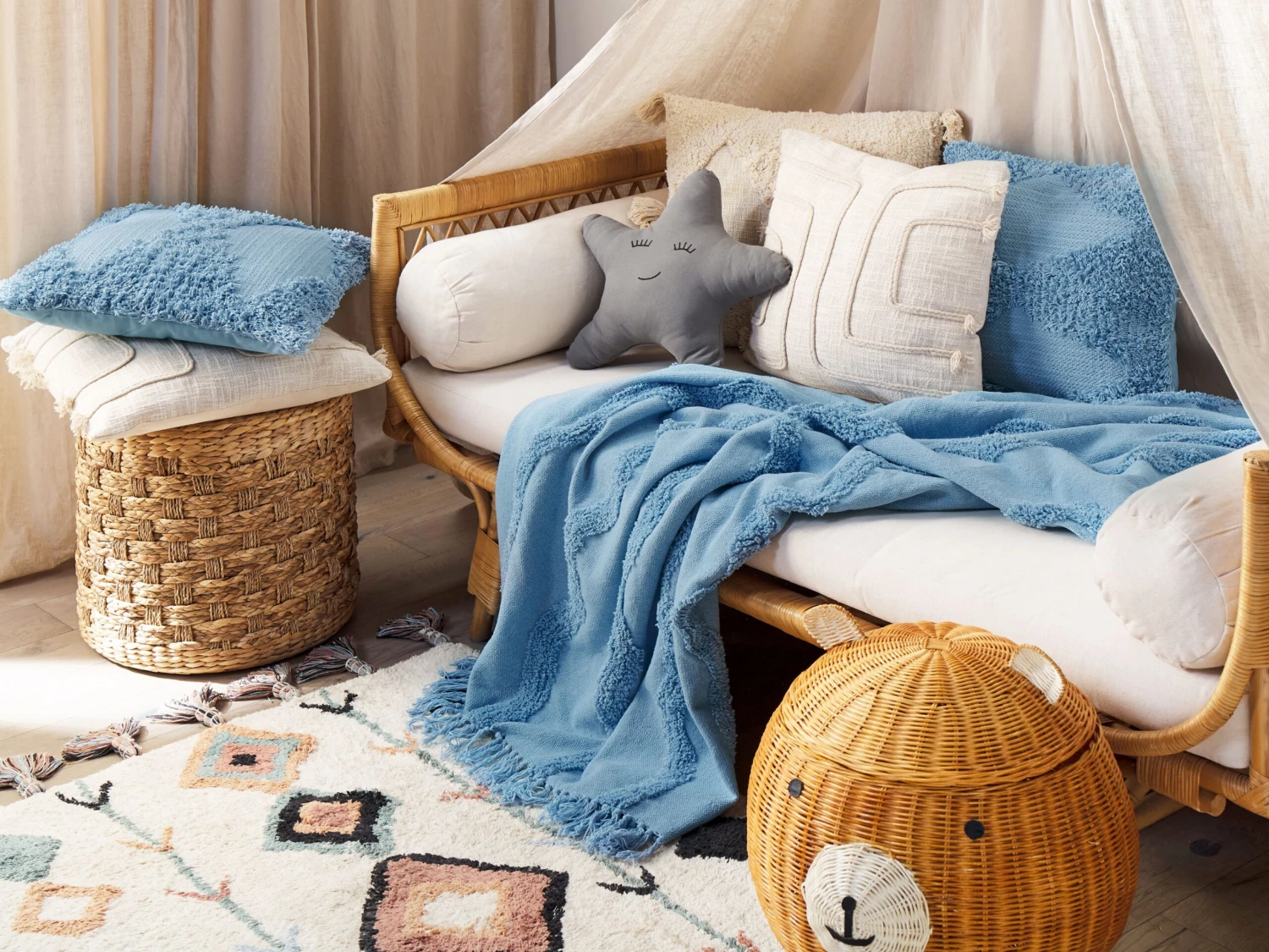 Deken 125 X 150 Cm Lichtblauw KHARI - Afbeelding 2