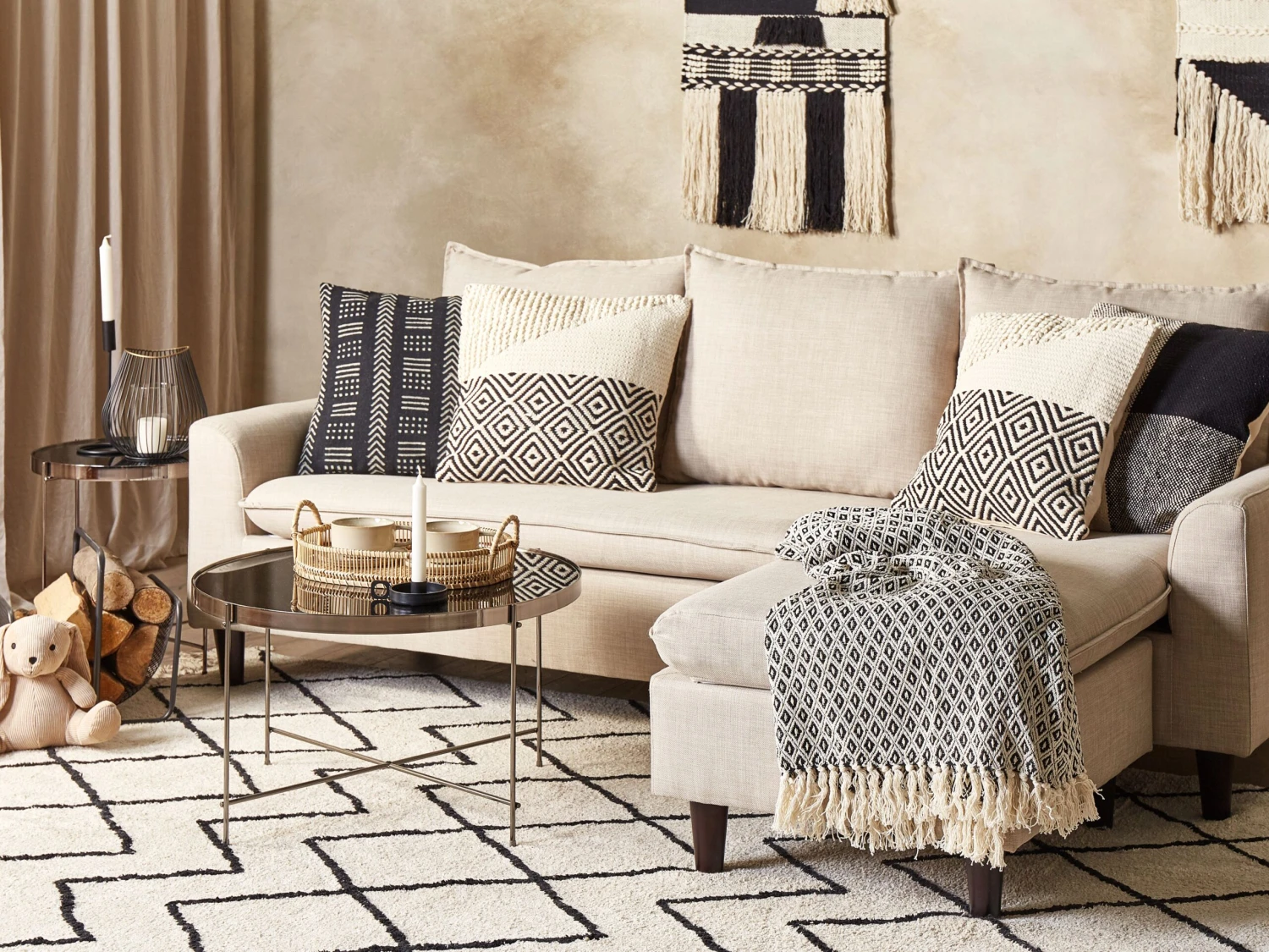 Deken 125 X 150 Cm Zwart/wit CHYAMA - Afbeelding 3