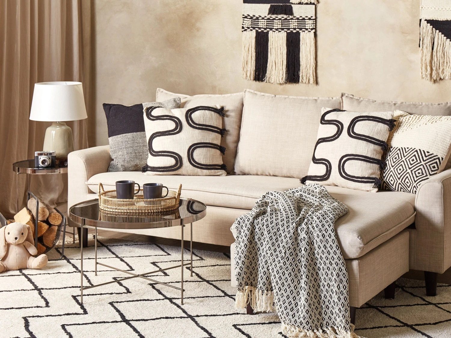 Deken 125 X 150 Cm Zwart/wit CHYAMA - Afbeelding 4